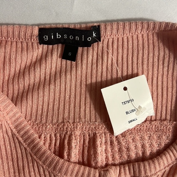 Gibsonlook Nordstrom Pink Waffle Long Sleeve Henley Barbie Top in Blush Small - Picture 5 of 6